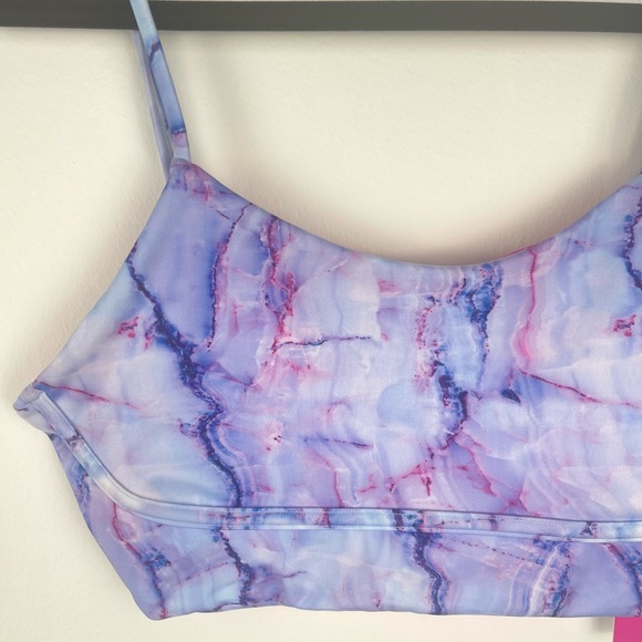 Terez Bra Top NWT $90 Swim Purple Marble Bikini Gym Large Medium Festival Rave - Picture 3 of 13